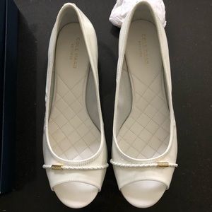 Cole Haan White Emory Braided Open Toe Wedge Flats Sz 8.5